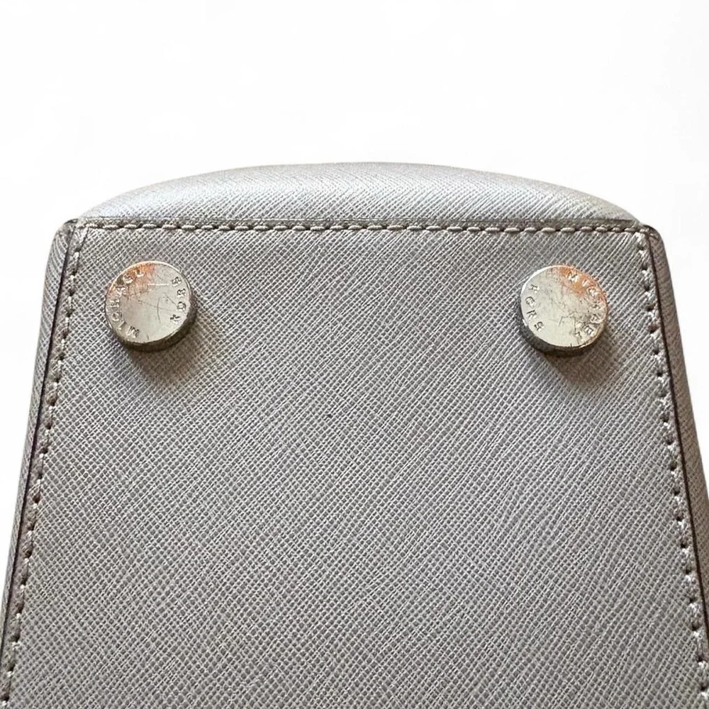 Michael Kors Bag Gibson Pearl Grey Saffiano Leather Satchel